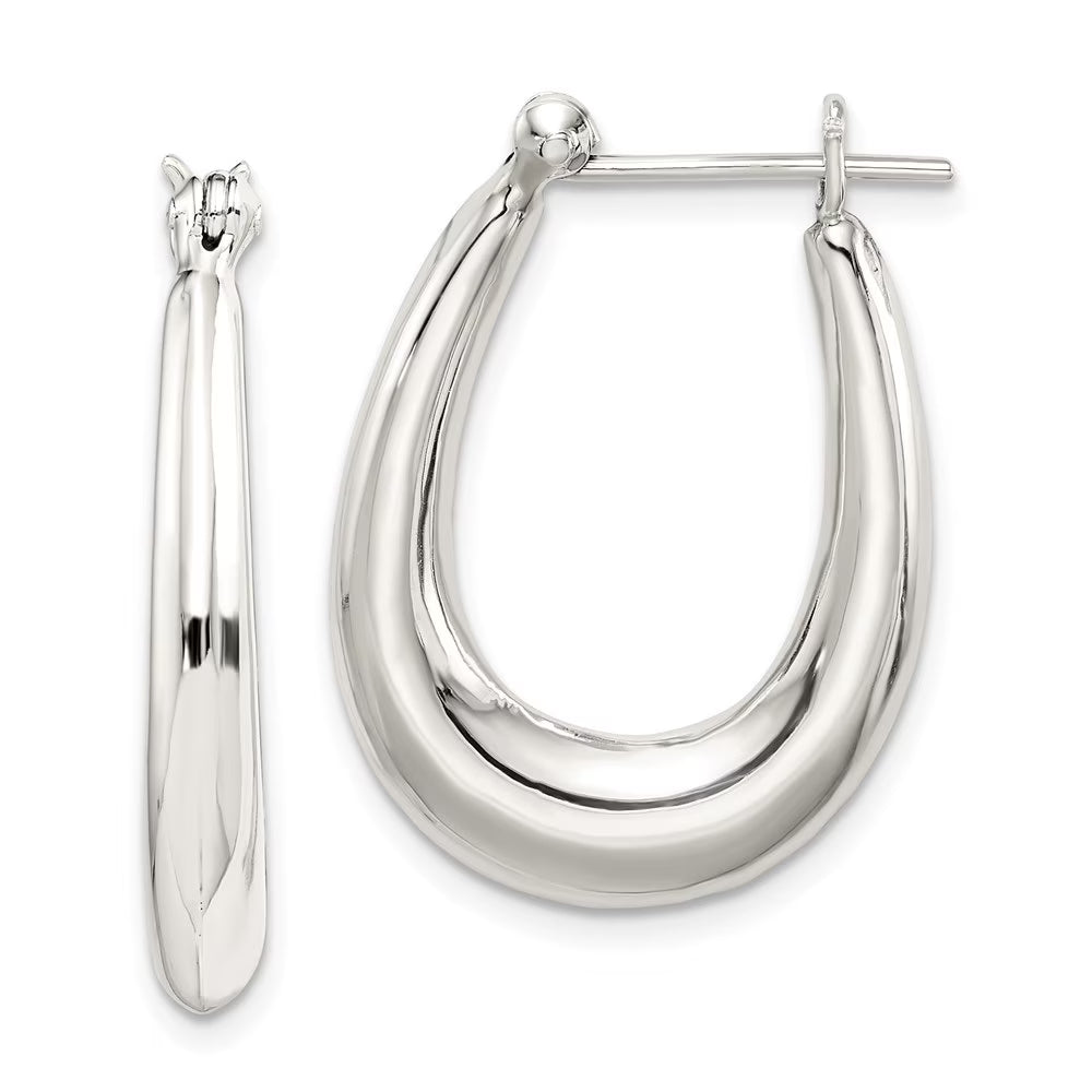 925 Sterling Silver Oval Hoop Earrings E340453