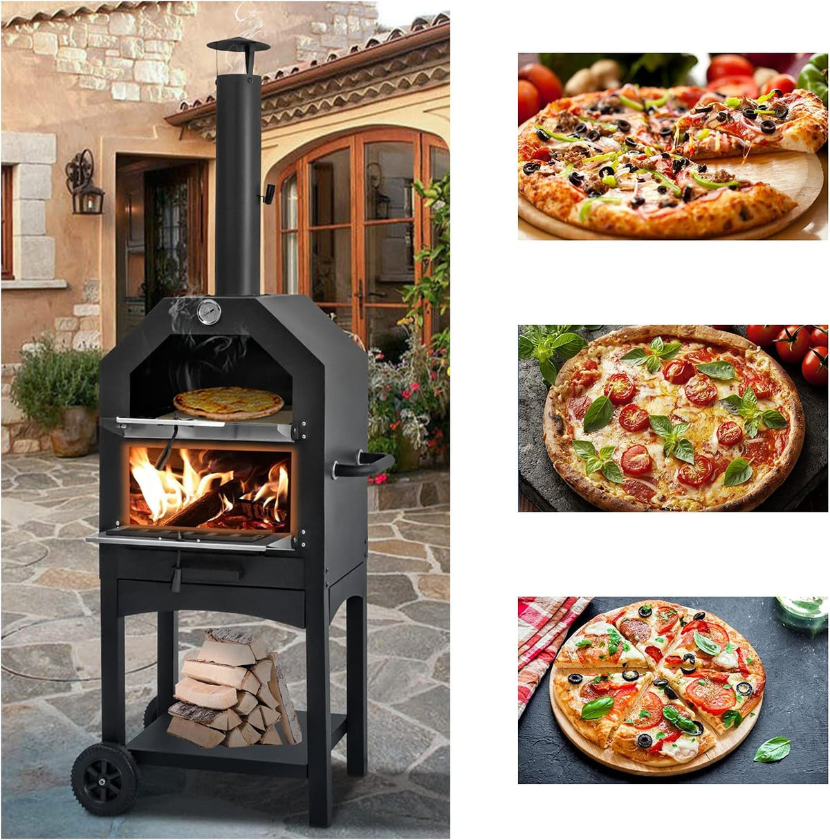 Outdoor Pizza Oven Wood Fire with Pizza Stone Z67169