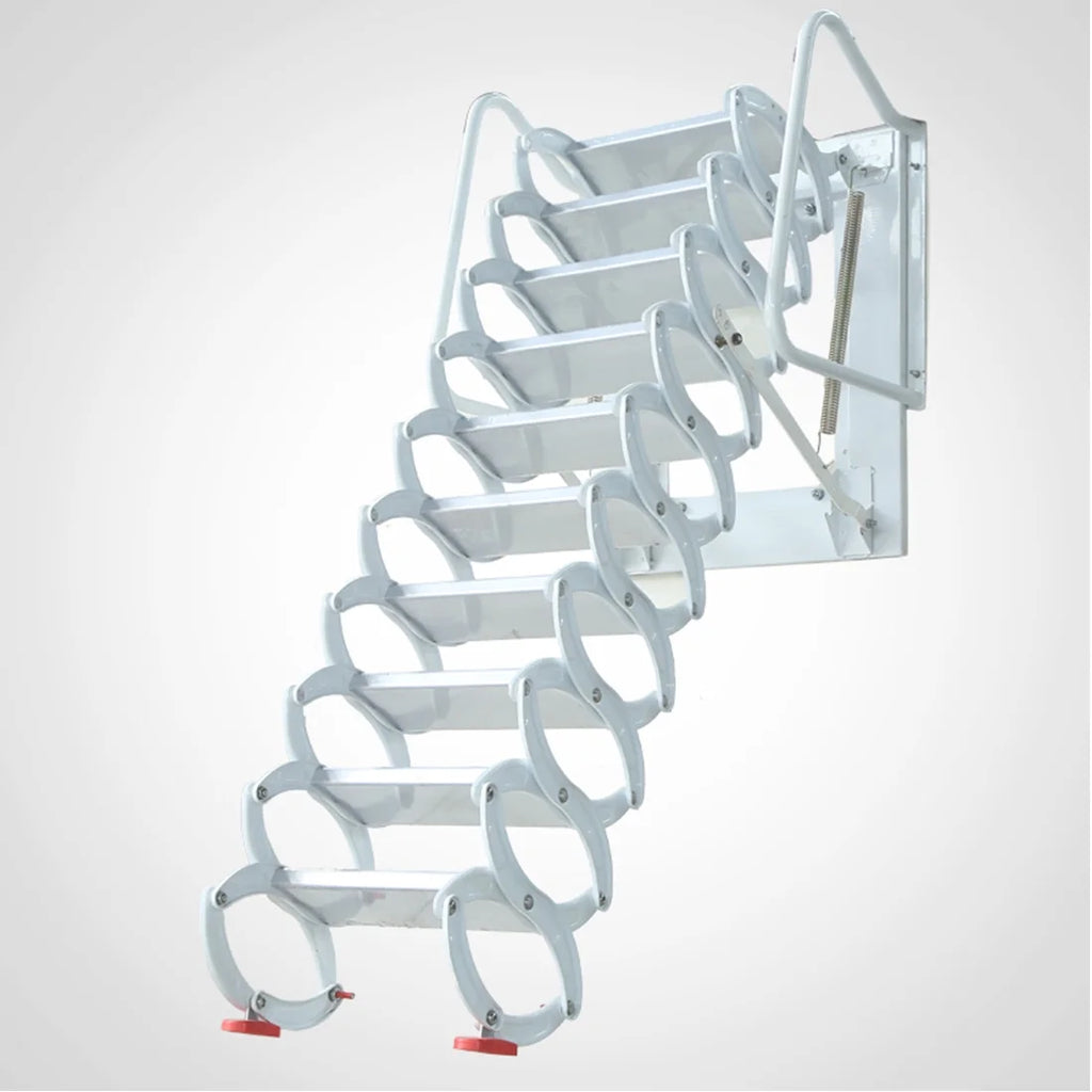 White Al-mg Alloy Wall Mounted Folding Attic Ladder B8825