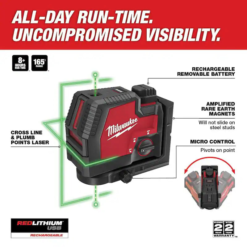 Green 100 ft. Rechargeable Laser Level with Lithium-Ion USB Battery A6870