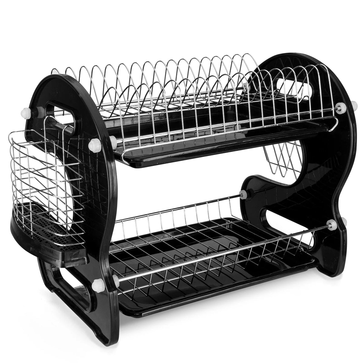 Black 2-Tier Plastic Dish Drainer S449