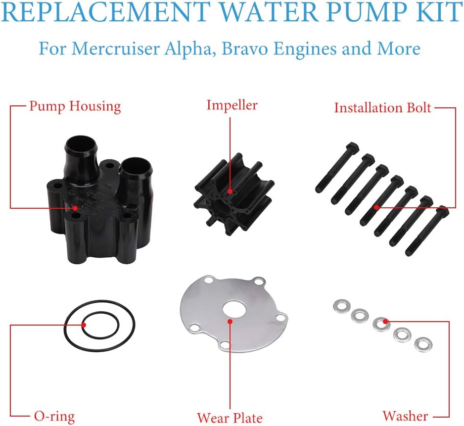 Water Pump Housing and Impeller Repair Kit Pack of 2 J722
