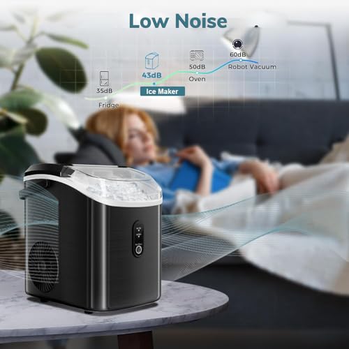 Countertop Ice Maker with Soft Chewable Pellet Ice, 34lbs/24Hrs, Portable Ice Machine with Ice Scoop, Black U9863