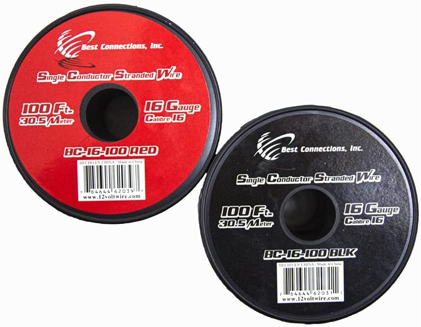 16 Gauge Red & Black Stranded Copper Clad Wire 100 Ft Each, Pack of 2 O294