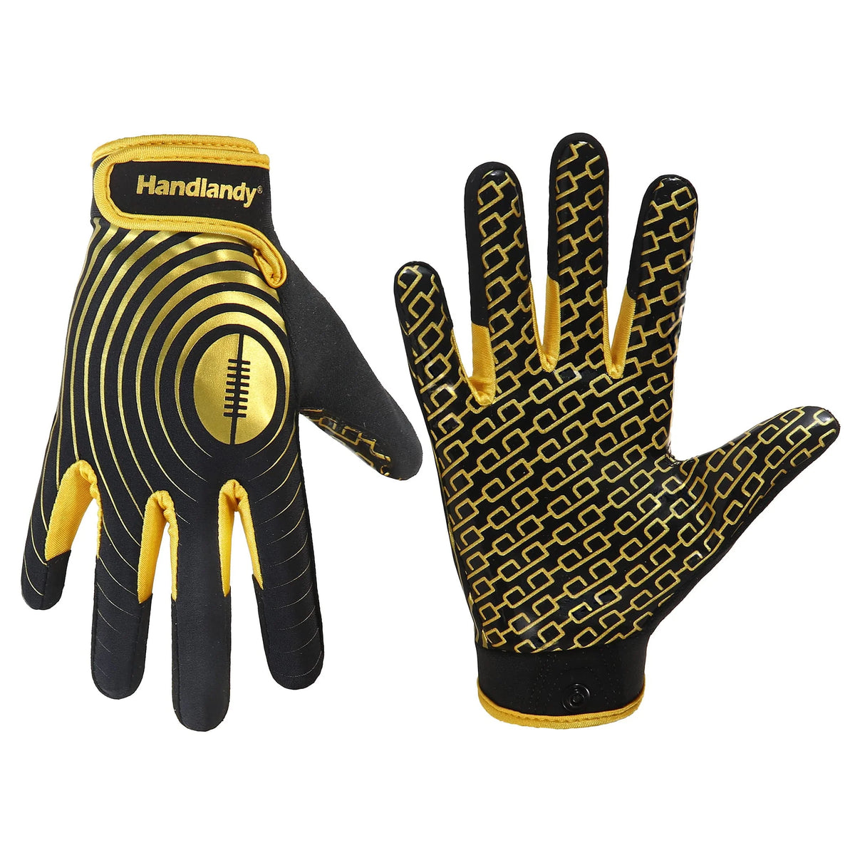 White and Gold Stretch Fit Football Gloves F459