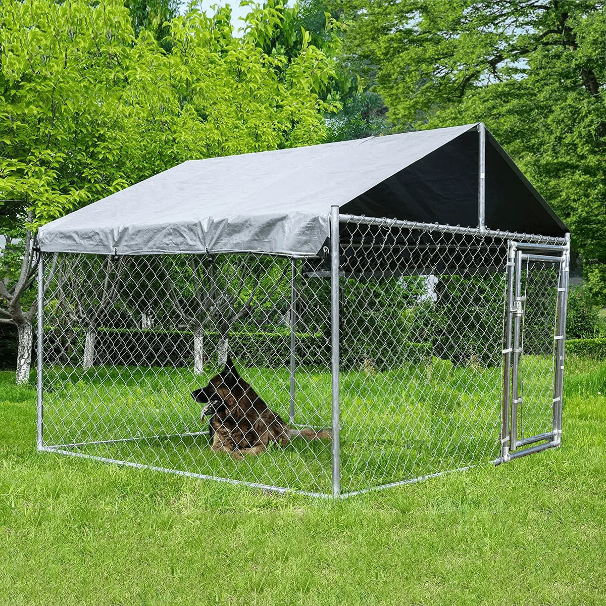 Large Outdoor Dog Kennel with Waterproof Cover and Lock C185659