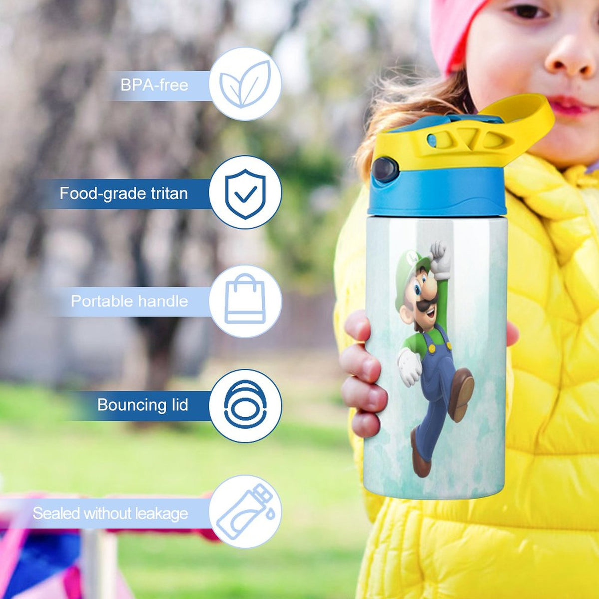 Insulated Stainless Steel Water Bottle with Straw W128
