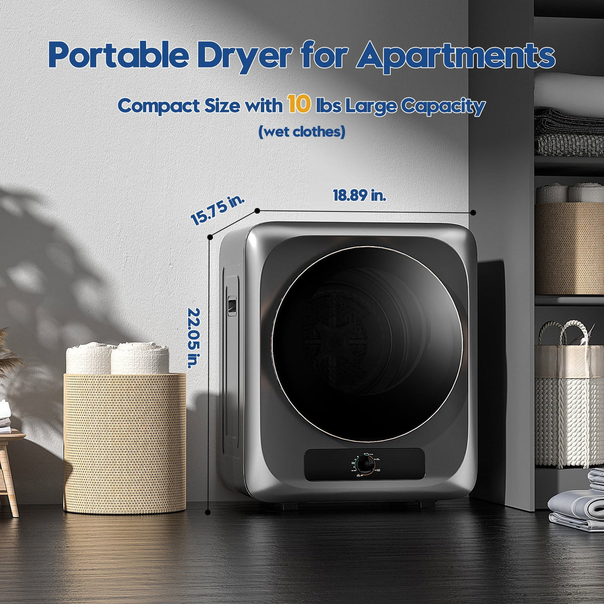850W 1.6 Cu.ft. Portable Electric Laundry Dryer P44976