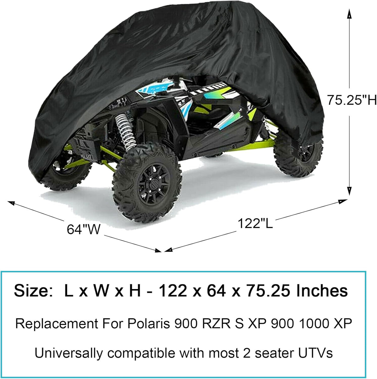 UTV Cover Waterproof Heavy Duty 2 Seater 190 Denier Polyester Pack of 2 D170474