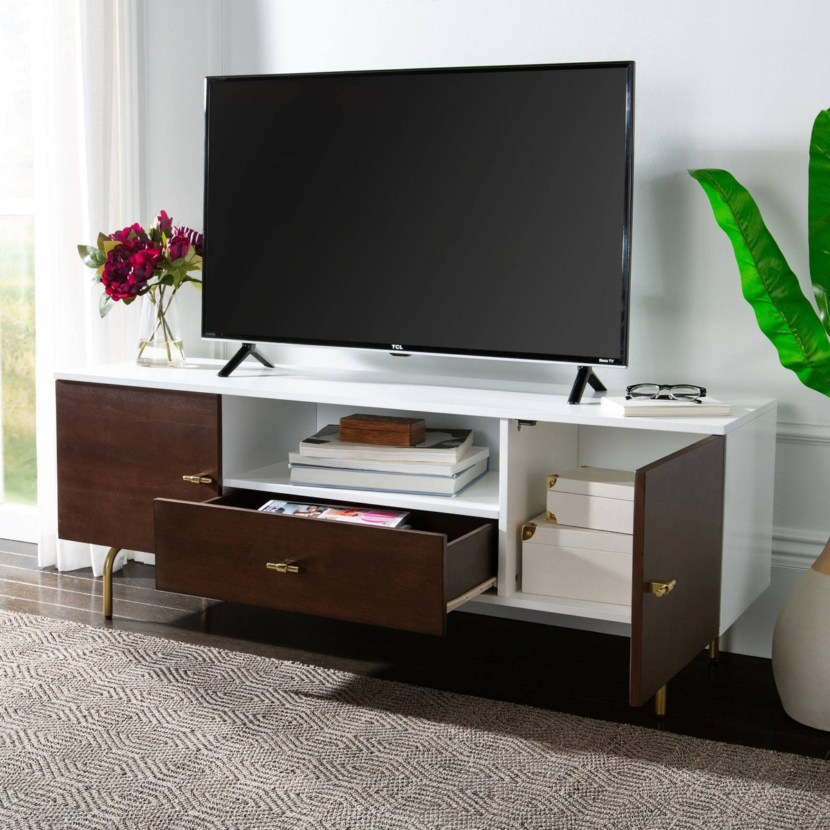 Black and White Washed Media Stand C753707