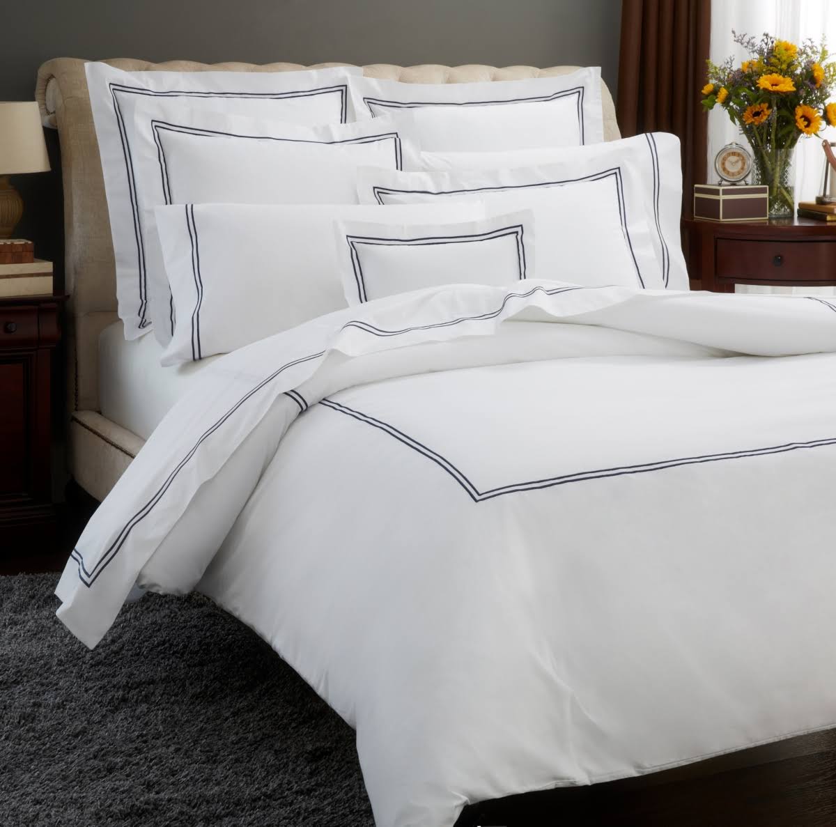 Full/Queen White/Aqua Duvet Cover M1081