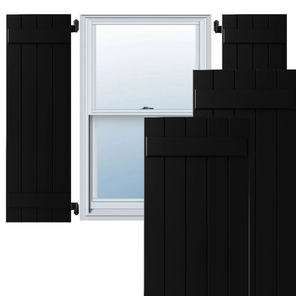 Black Composite Board-n-Batten Shutters (Per Pair) I542009