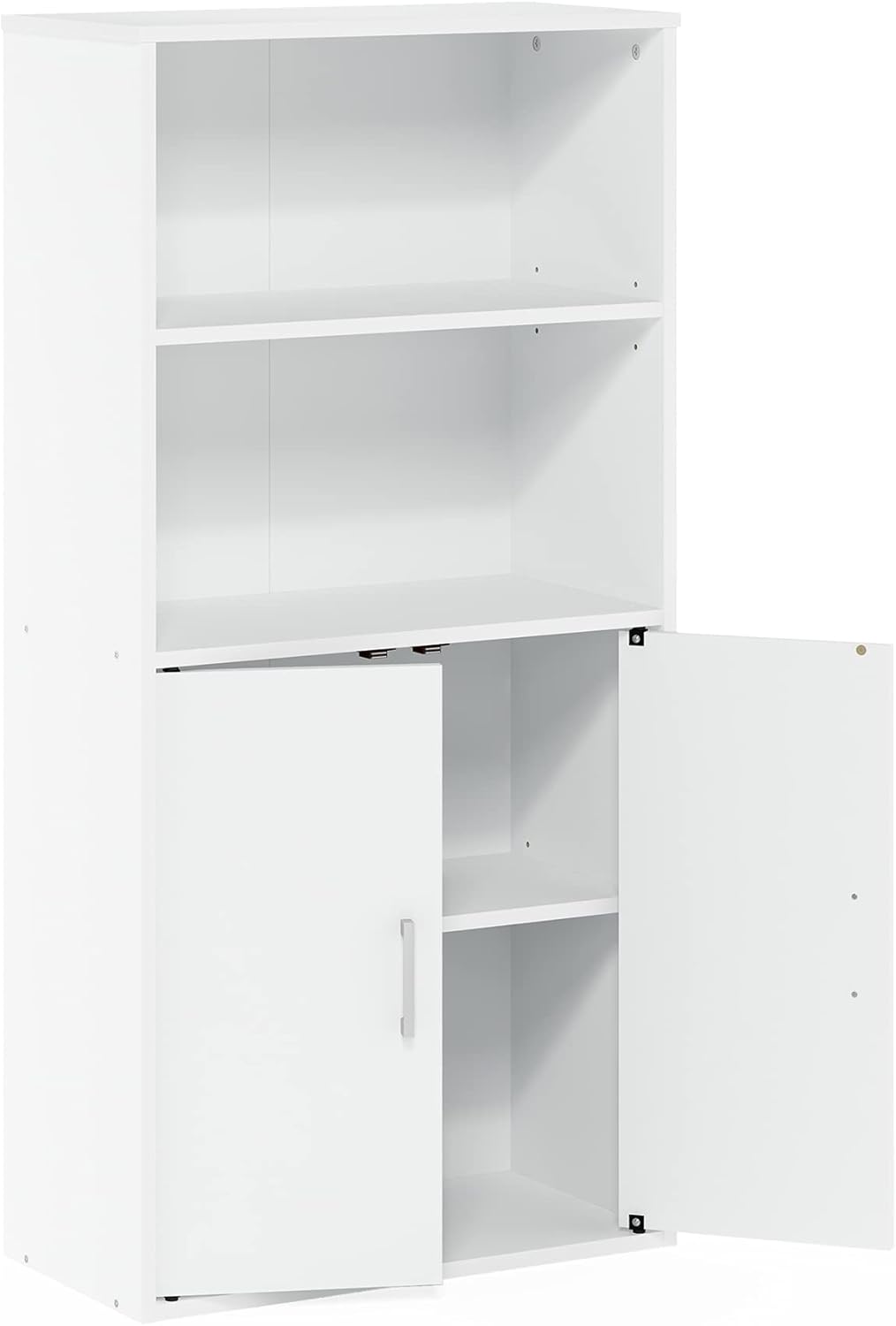 White Storage Cabinet with 2 Open Shelves and 2 Doors B258325