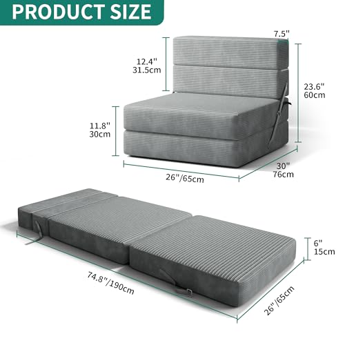 Grey Corduroy Convertible Sofa Bed C60055