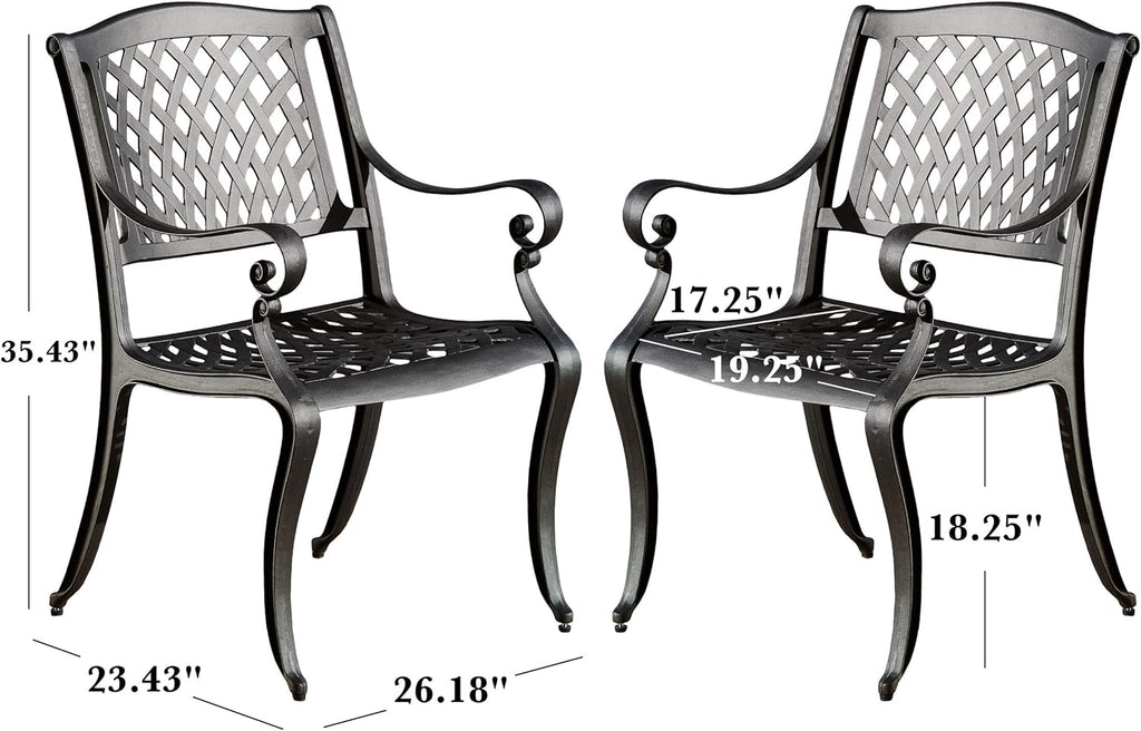 Black Sand Cast Aluminum Chairs 2-Pcs Set K235951