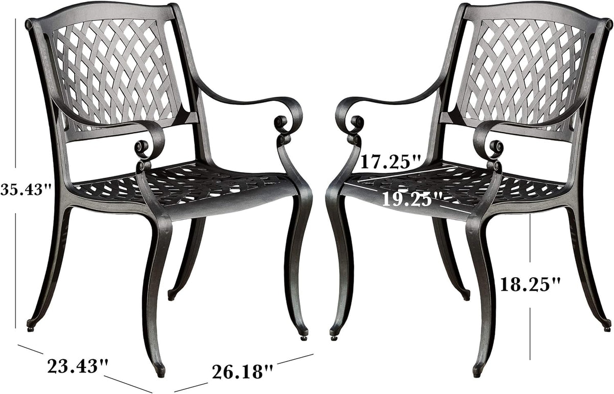 Black Sand Cast Aluminum Chairs 2-Pcs Set K235951