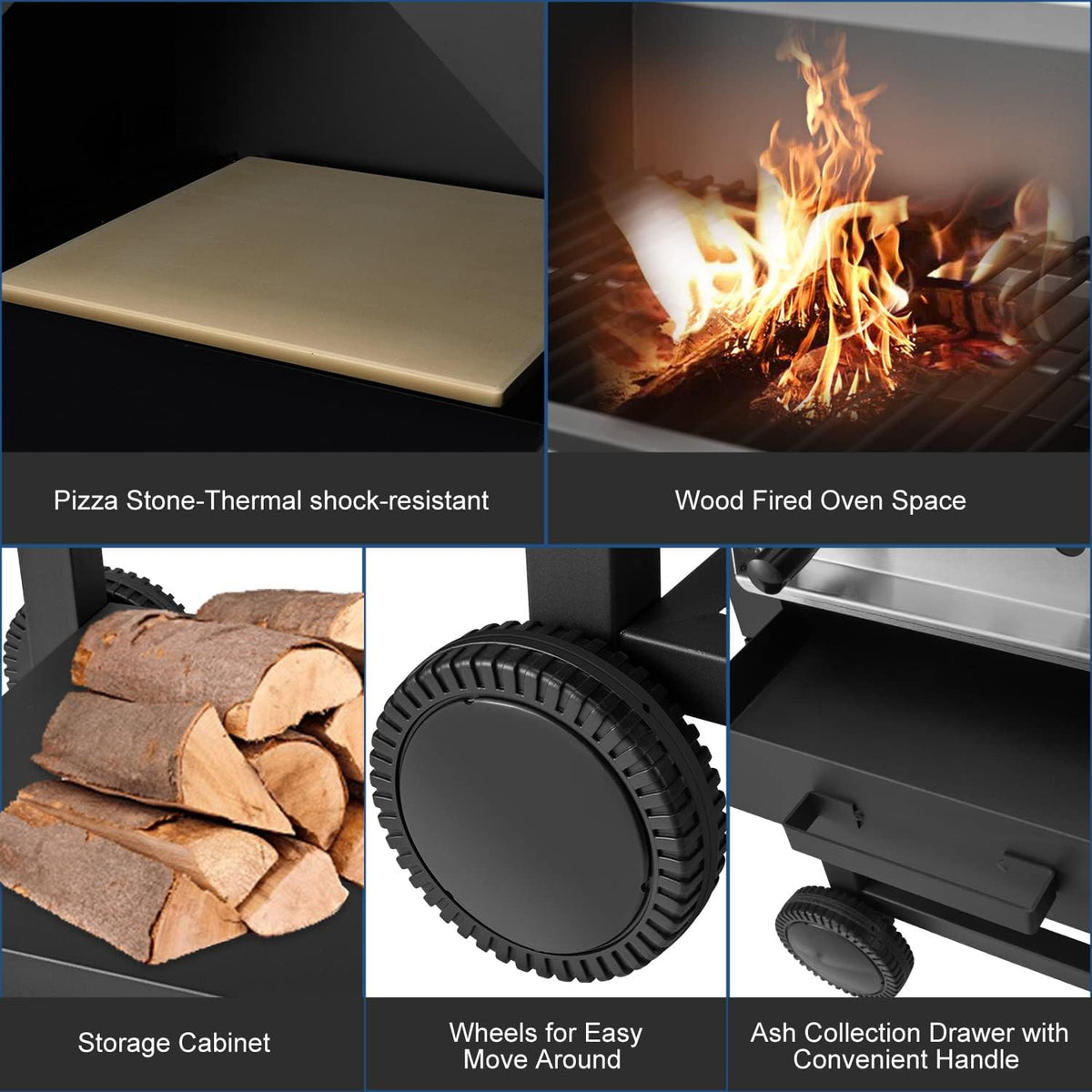 Outdoor Pizza Oven Wood Fire with Pizza Stone Z67169