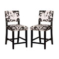 2 Piece Cow Print Wood Counter Stool Set T1133