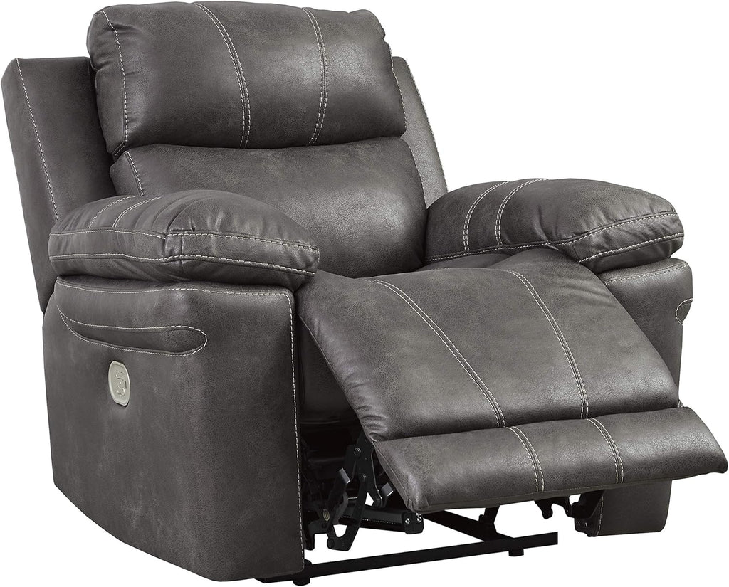 Faux Leather Power Recliner with Adjustable Headrest, Gray X870