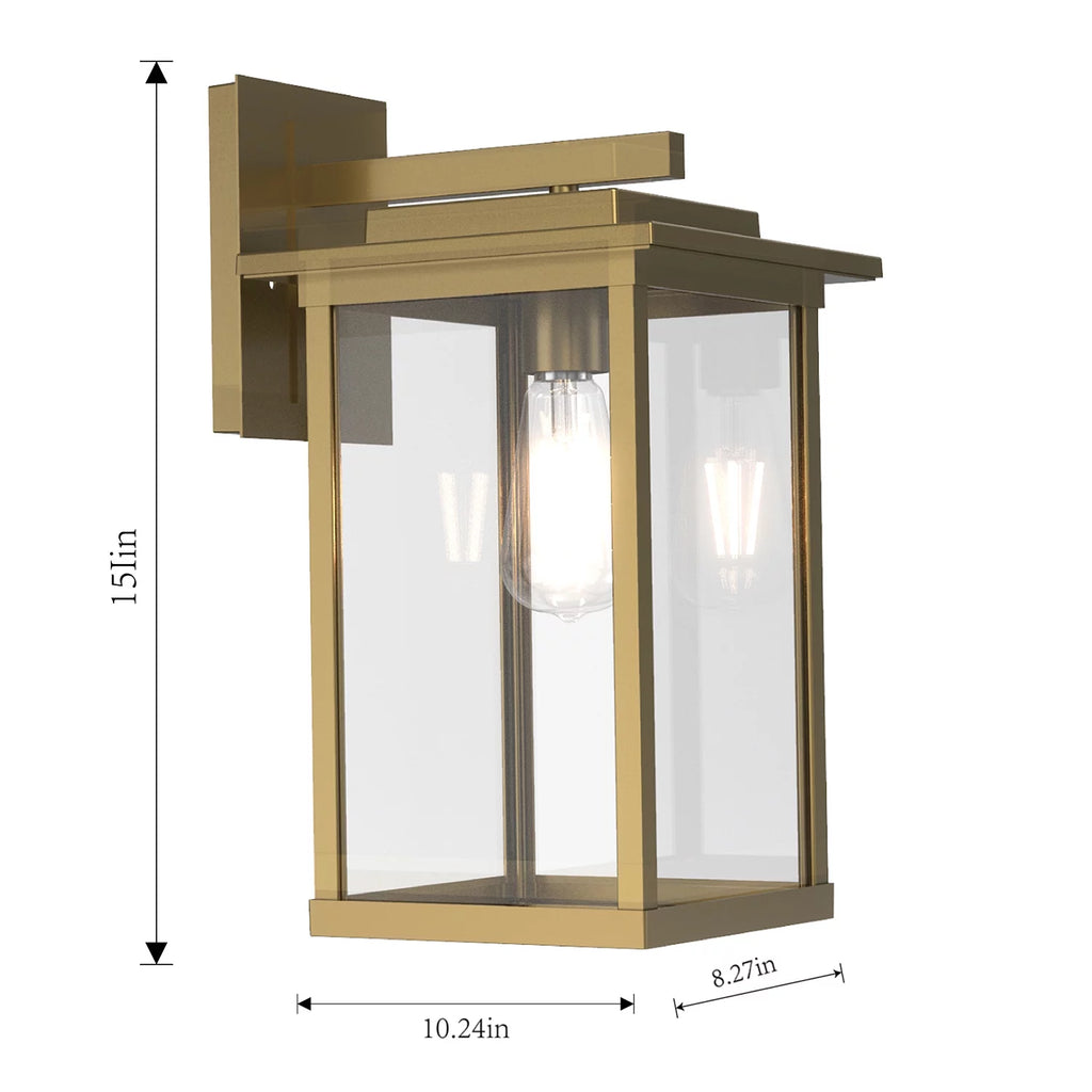 15" Brass Finish Clear Glass Outdoor Wall Light S59133
