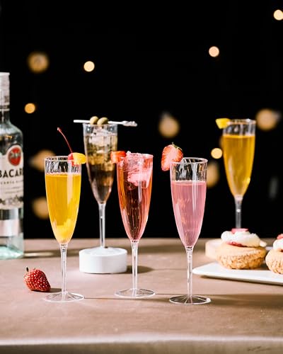 24Pcs 6 Oz Clear Plastic Champagne Flutes A3935