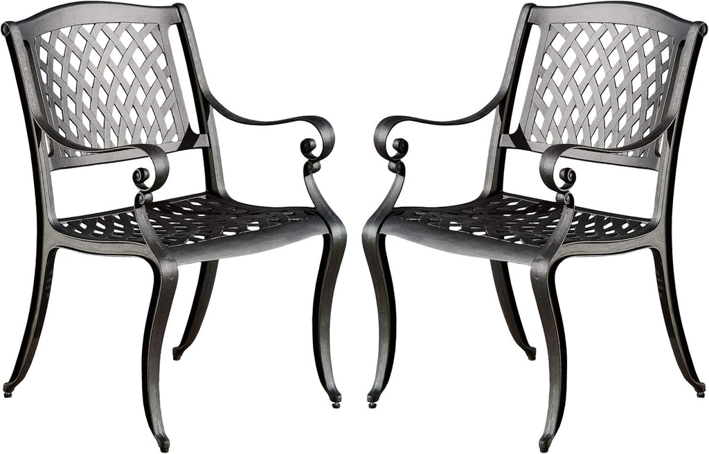 Black Sand Cast Aluminum Chairs 2-Pcs Set K235951