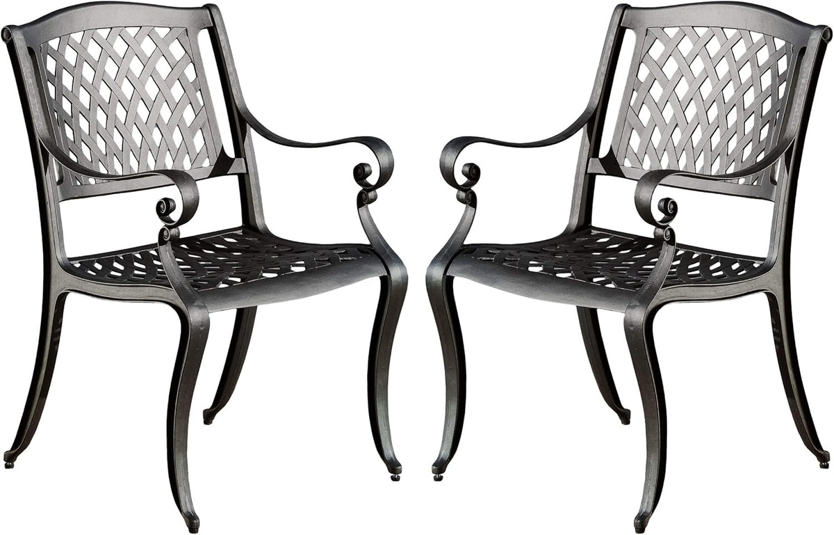 Black Sand Cast Aluminum Chairs 2-Pcs Set K235951