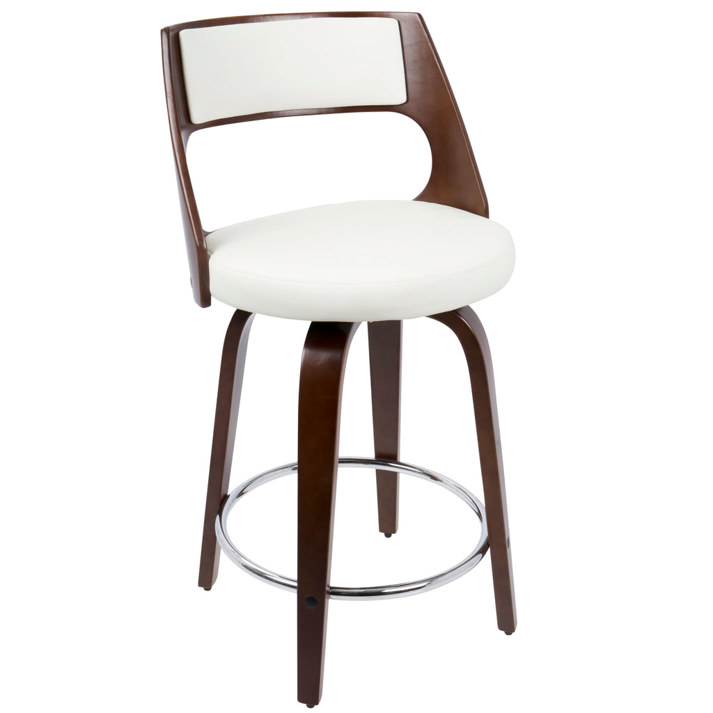 Cherry and White Faux Leather Swivel Counter Stool, Set of 2 C83176