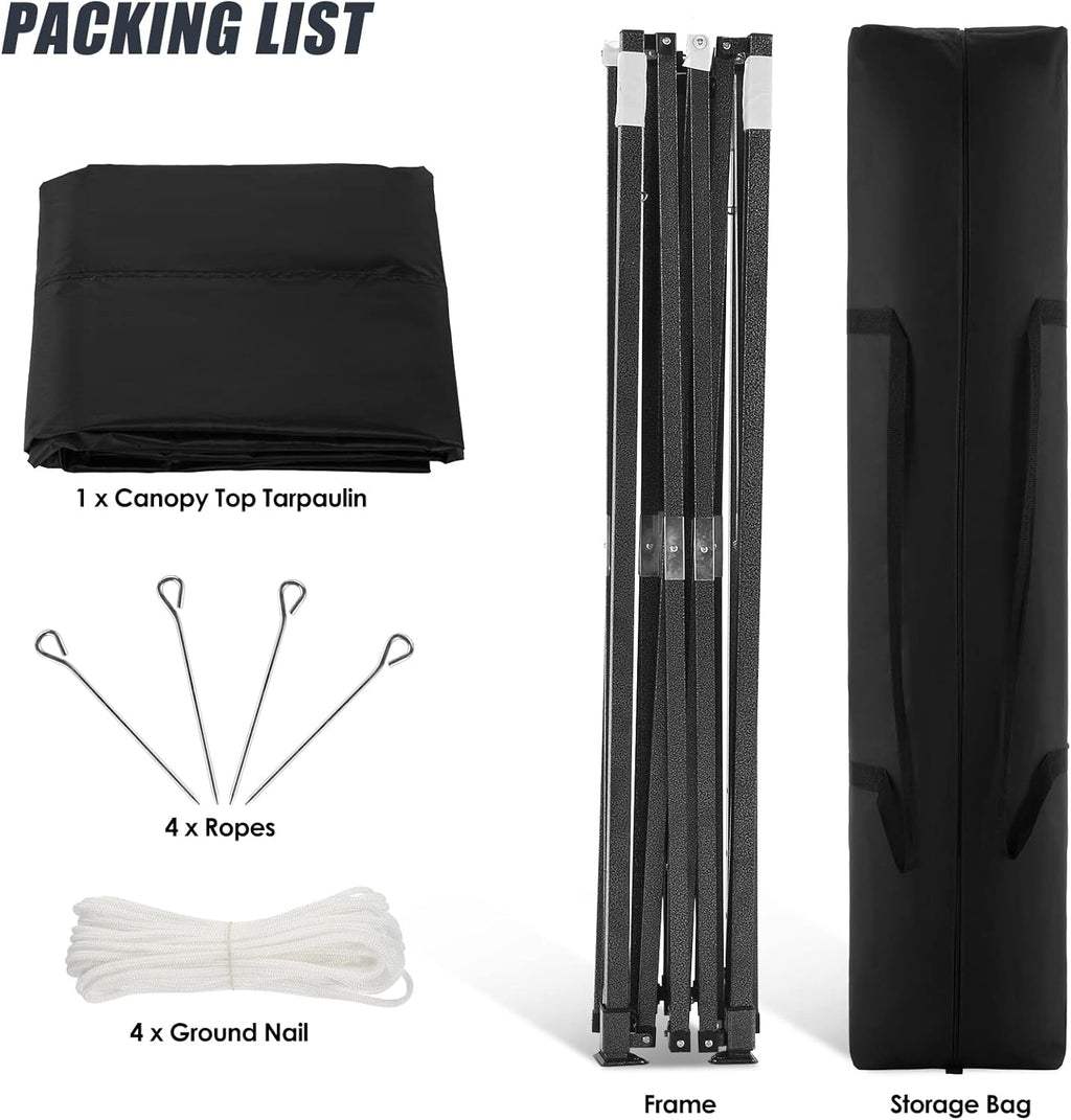 Pop Up Canopy Tent 10x10 Waterproof Portable Folding with Carry Bag (Black) U5219