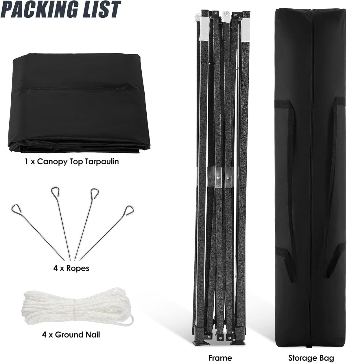 Pop Up Canopy Tent 10x10 Waterproof Portable Folding with Carry Bag (Black) U5219