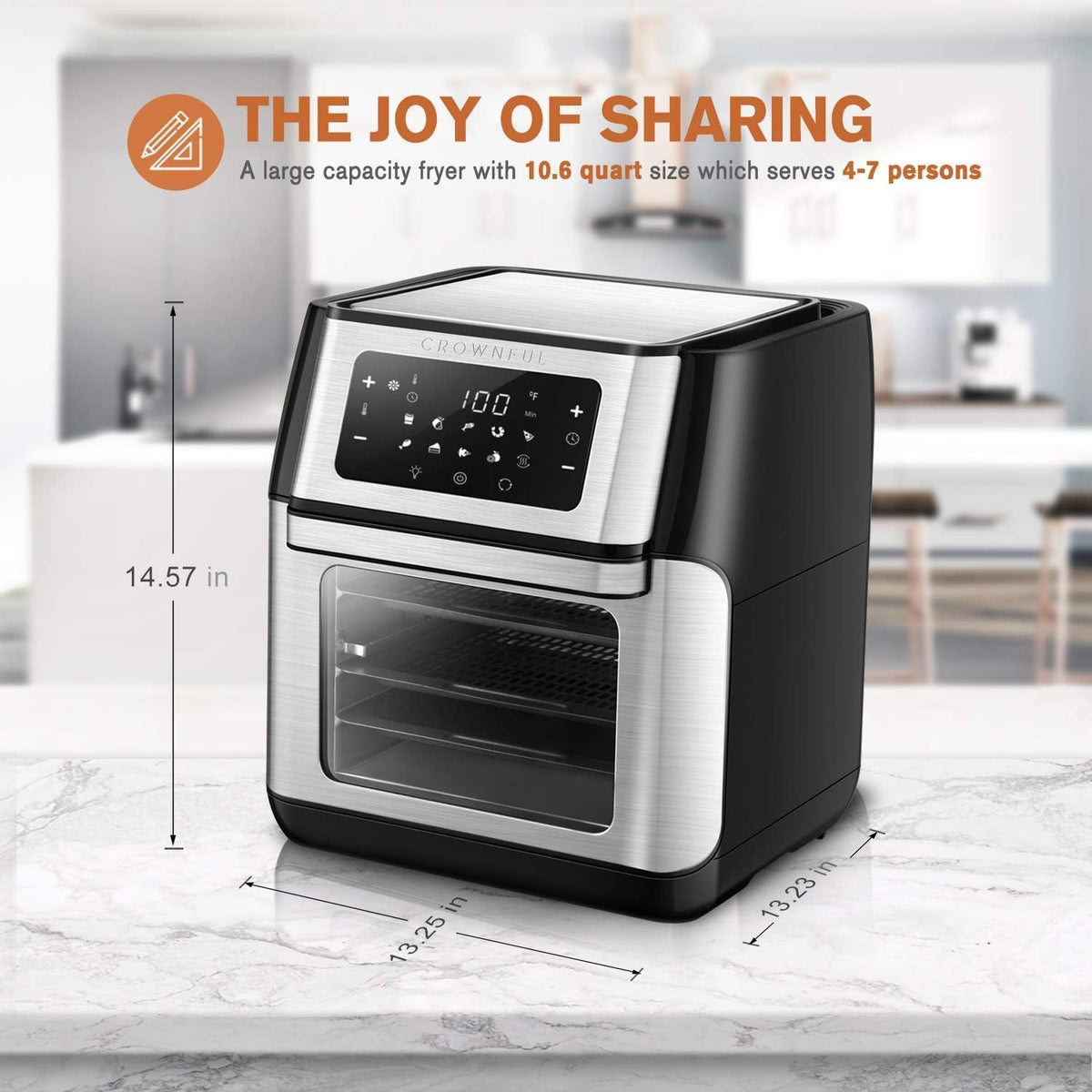 10.6 Quart 10-in-1 Air Fryer Toaster Oven with Rotisserie and Dehydrator J875