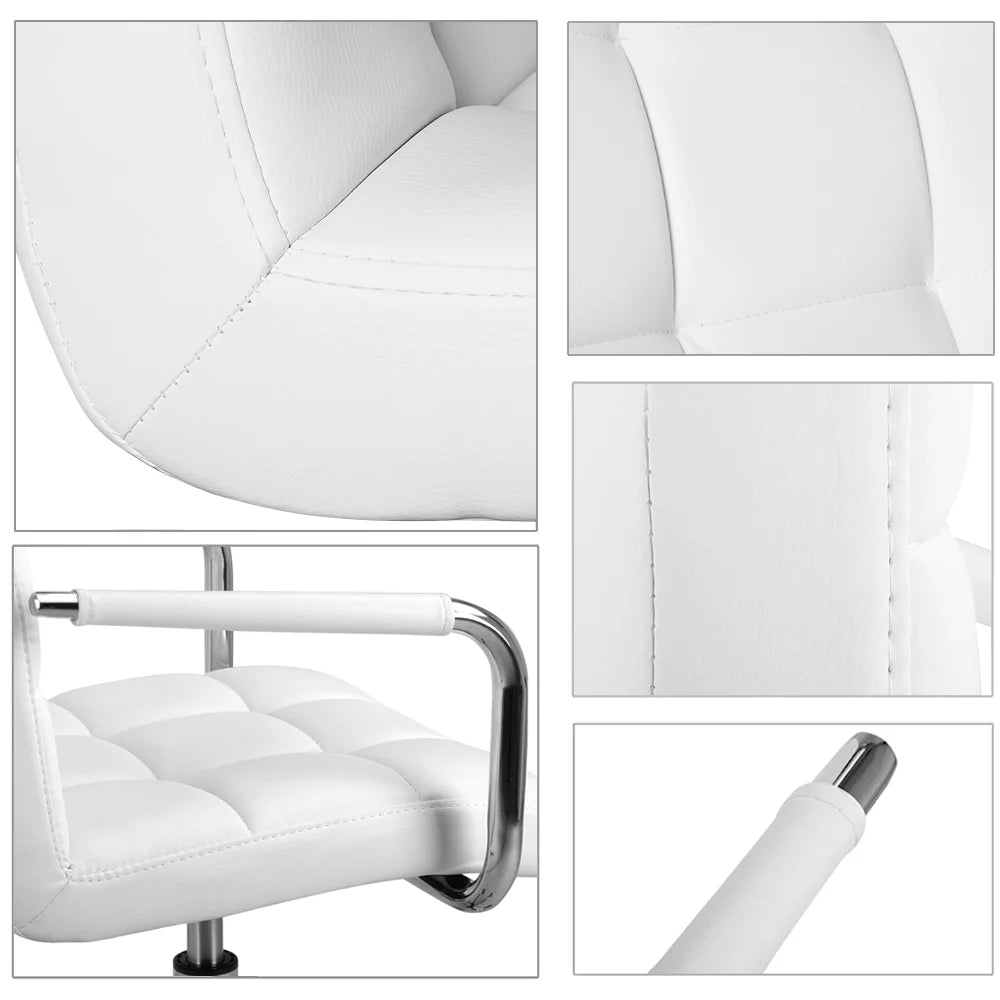 White Height Adjustable Swivel Office Chair with Armrests G561