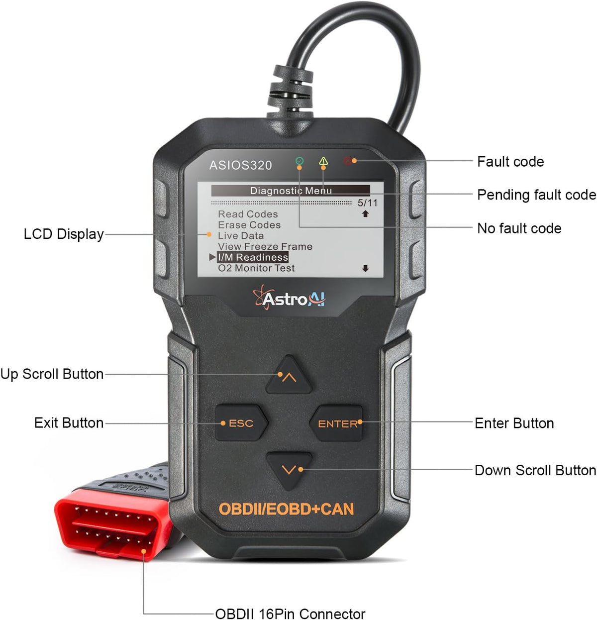 Black OBD2 Scanner Car Diagnostic Tool P26429