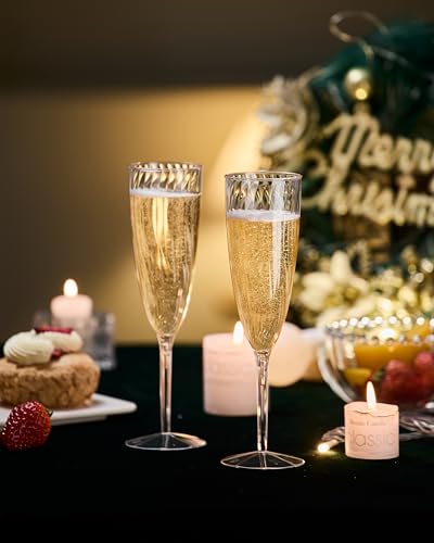 24Pcs 6 Oz Clear Plastic Champagne Flutes A3935