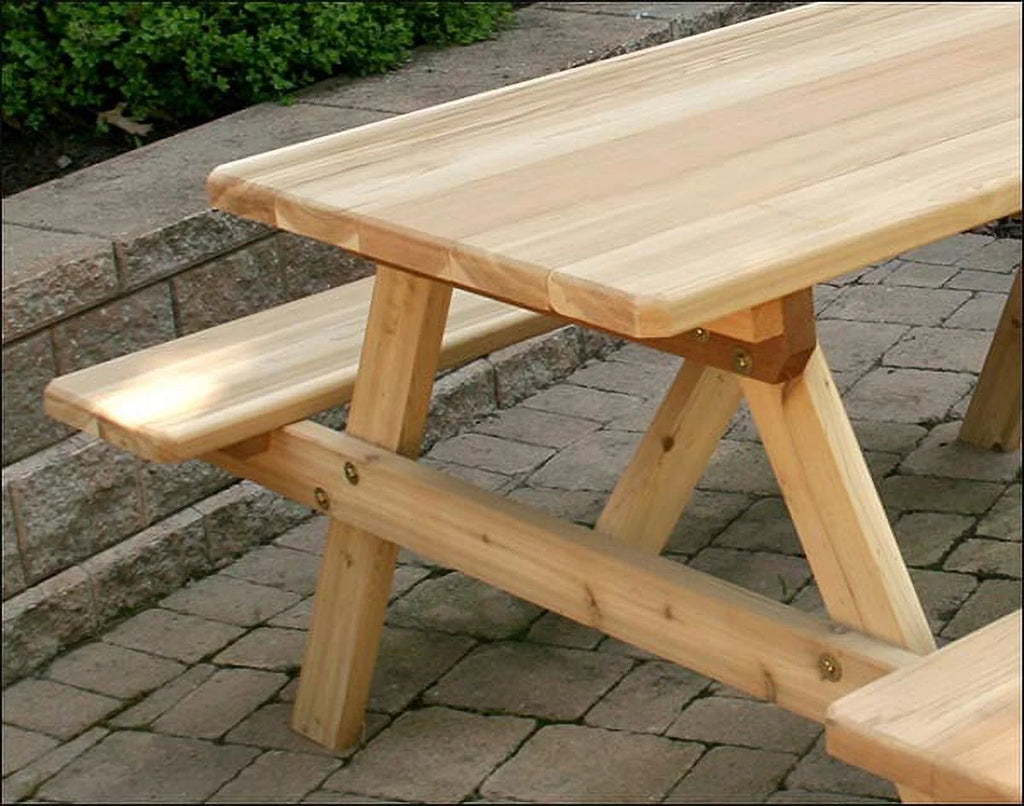 Red Cedar Picnic Table with Attached Benches B8837