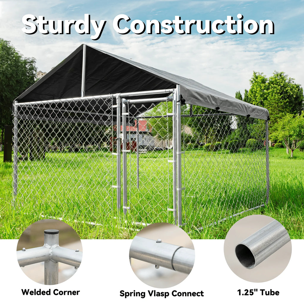 Large Outdoor Dog Kennel with Waterproof Cover and Lock C185659