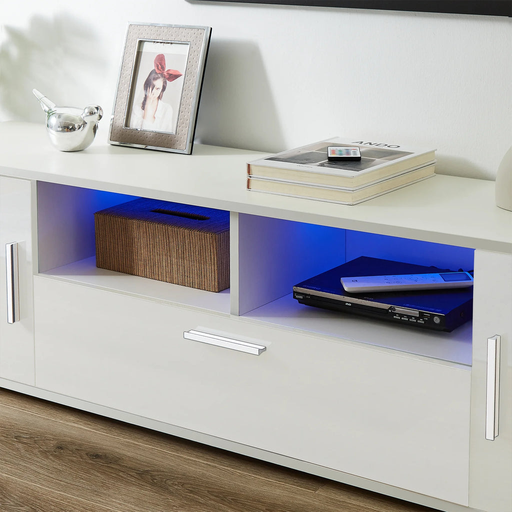 High Glossy TV Stand Cabinet with 3 Doors and Open Shelf K930739
