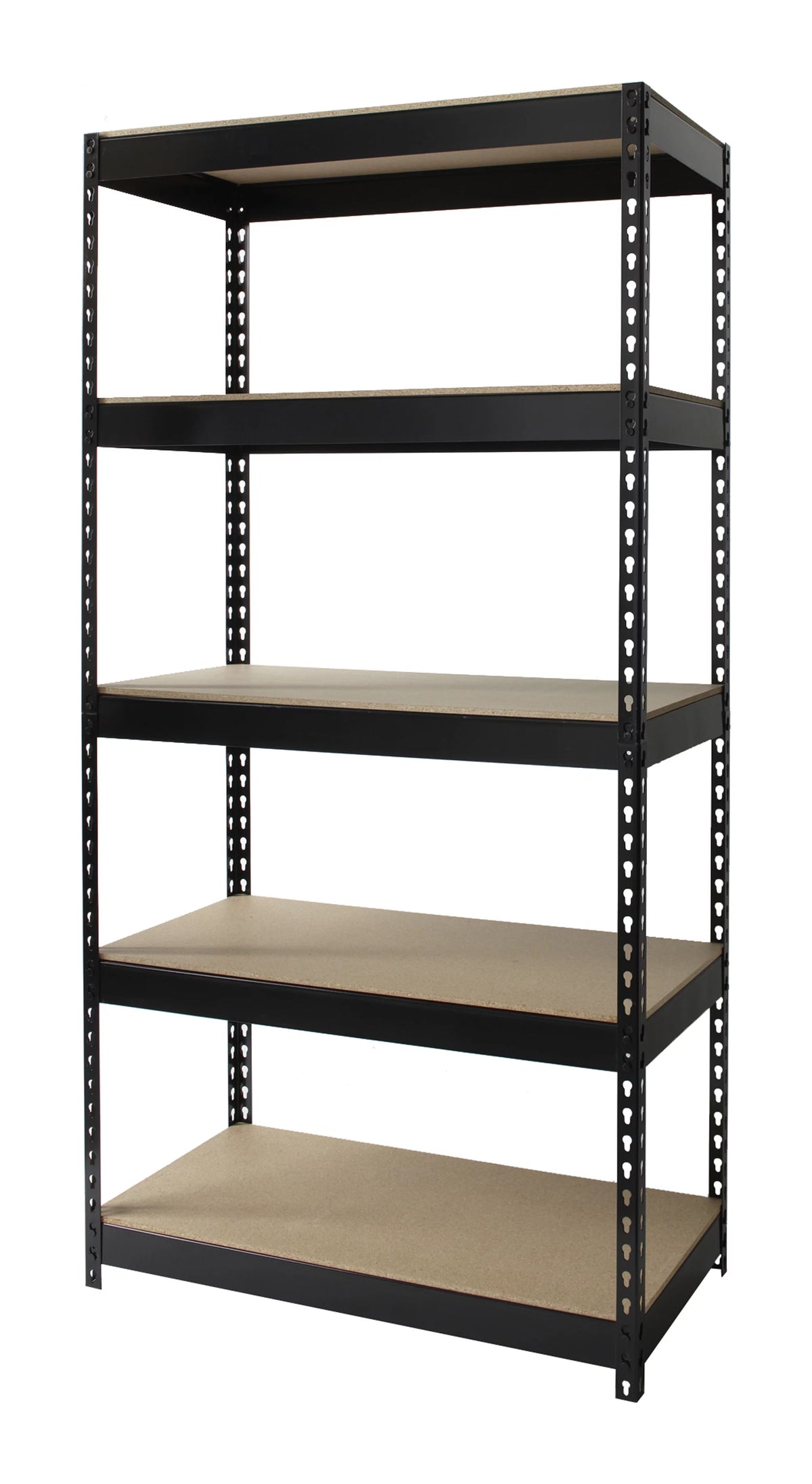 Riveted Steel Shelving 5-Shelf Unit, Black F35679