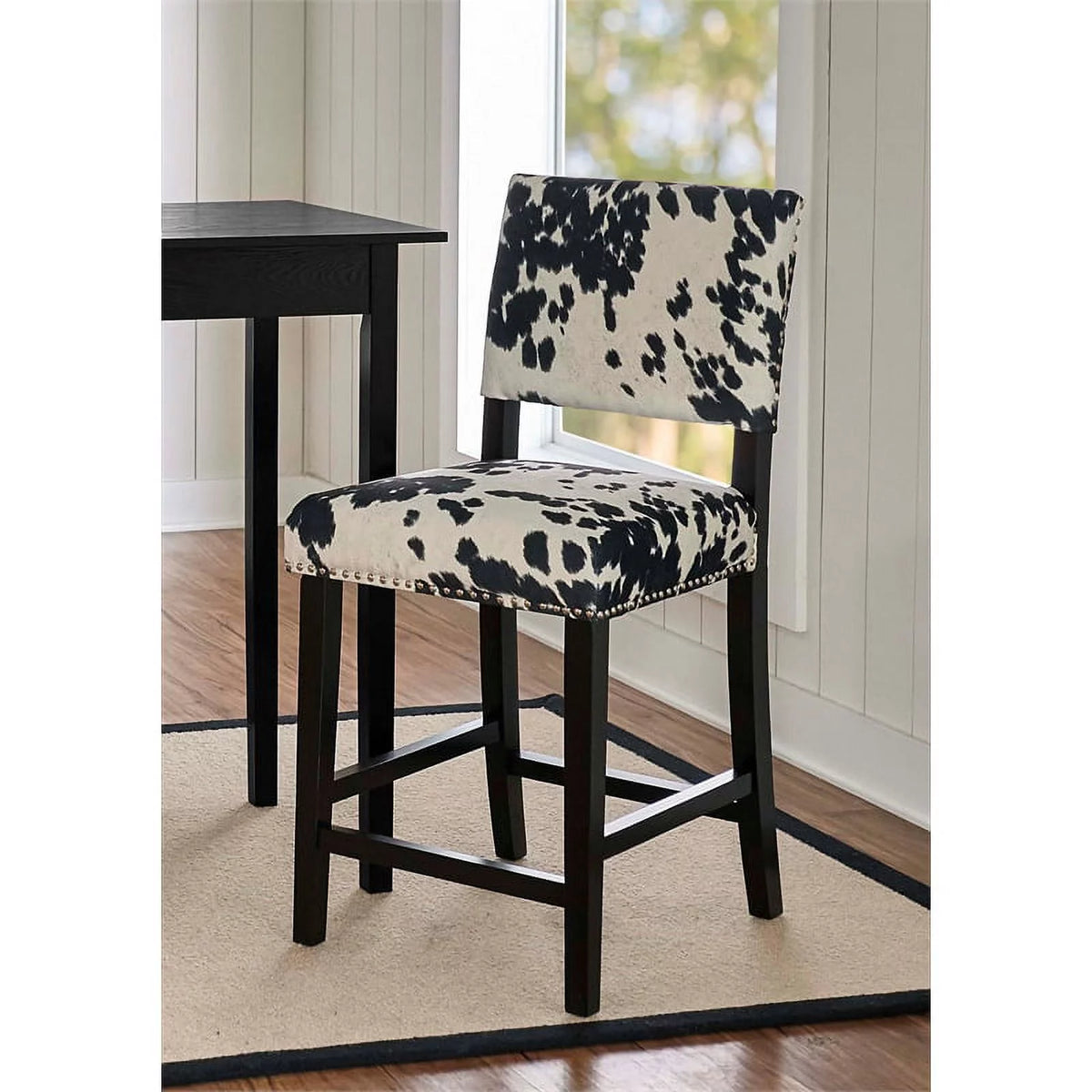 2 Piece Cow Print Wood Counter Stool Set T1133