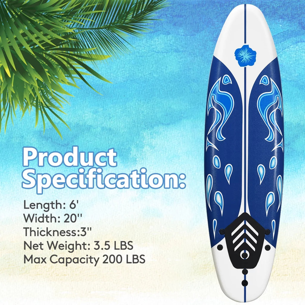 Inflatable Surfboard with Safety Leash White C4347