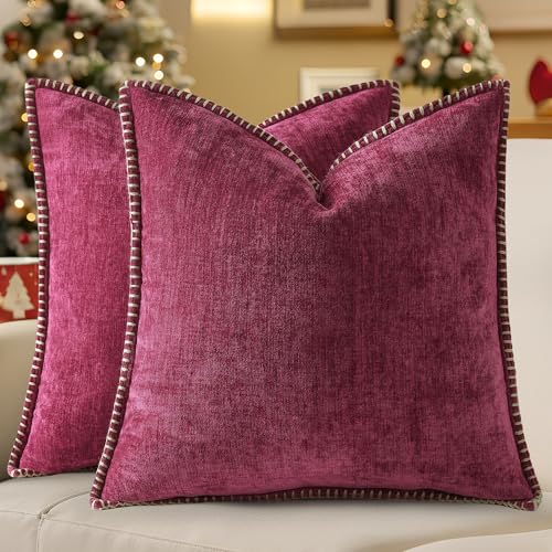 Christmas Chenille Soft Throw Pillow Covers 18x18 Set of 2 H311