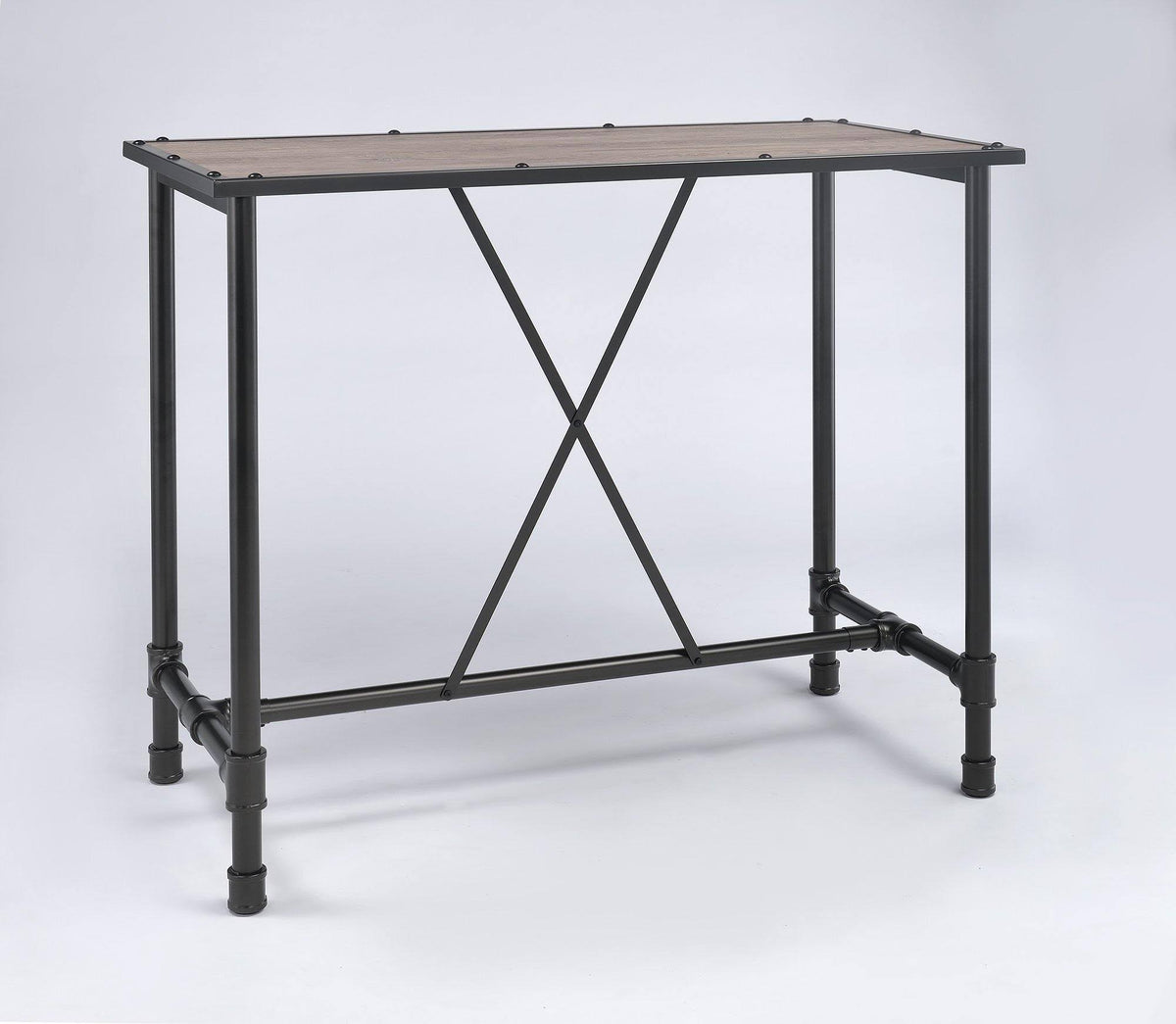 Oak and Black Bar Table Y413