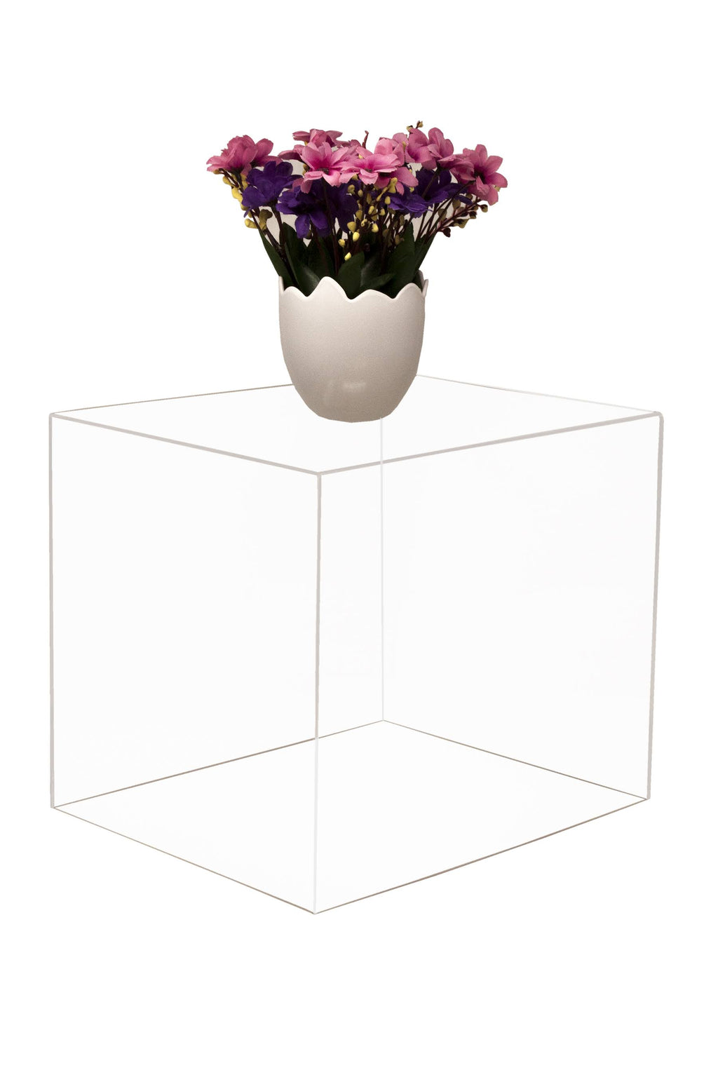 Clear Acrylic Display Case - Medium Rectangle Box with Gold Risers 12.25 inch x 10 inch x 10.5 inch O9123