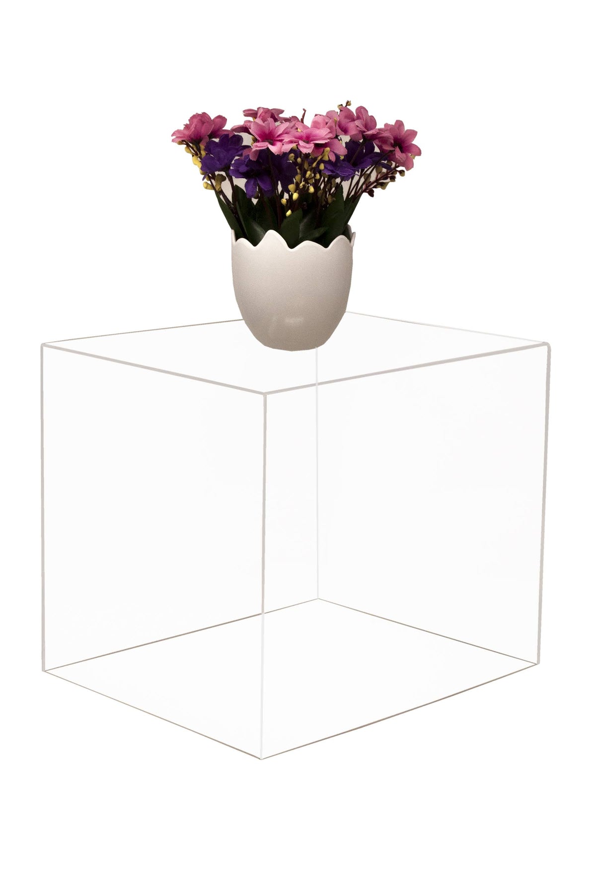 Clear Acrylic Display Case - Medium Rectangle Box with Gold Risers 12.25 inch x 10 inch x 10.5 inch O9123