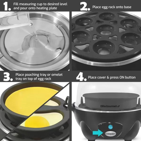 7 Egg Capacity Electric Egg Cooker with Auto Shut-Off S8710