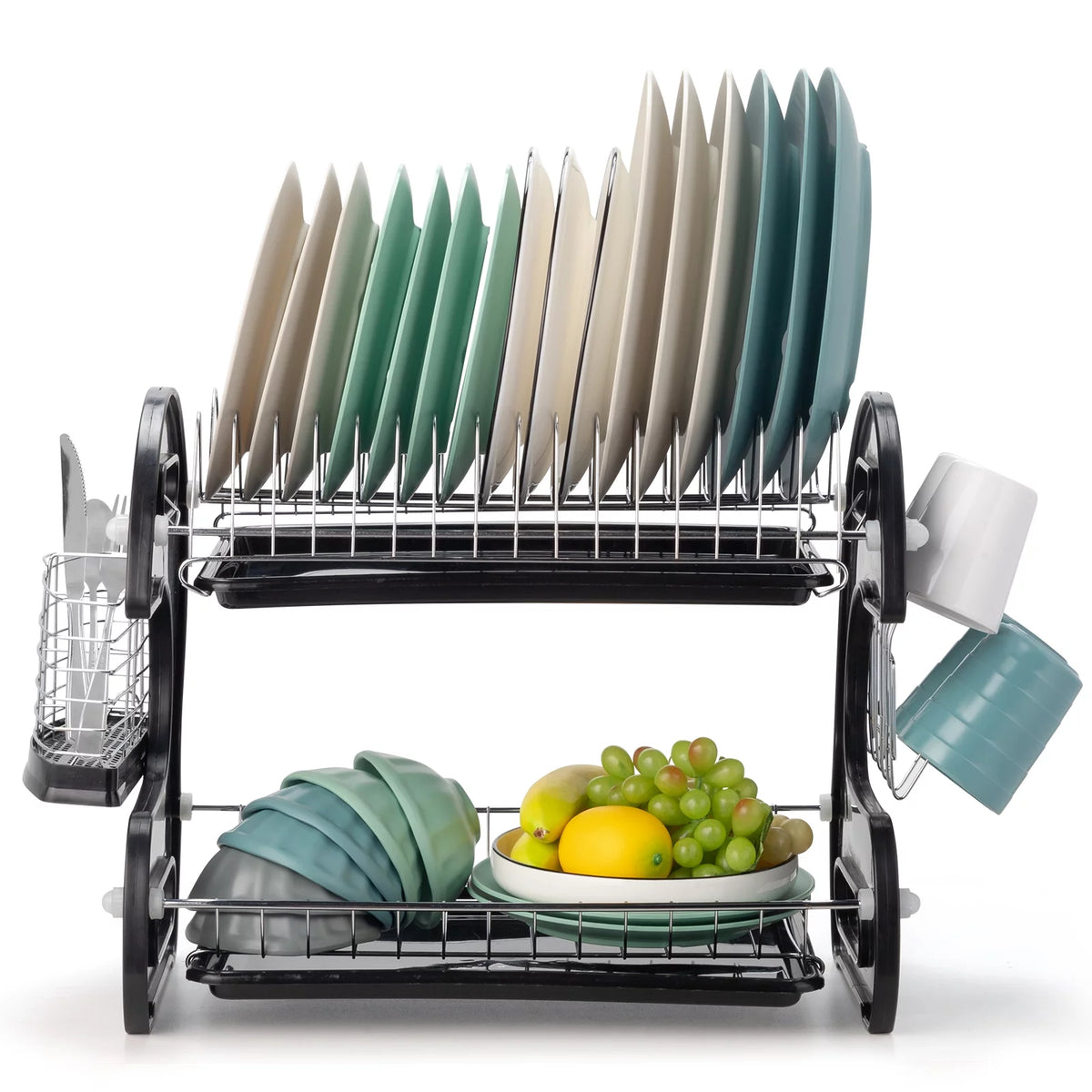 Black 2-Tier Plastic Dish Drainer S449