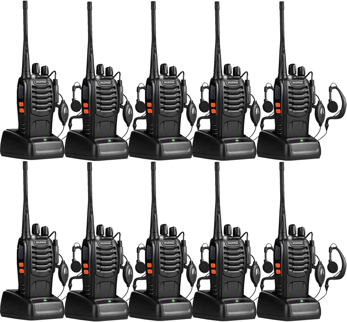UHF Handheld Rechargeable Walkie Talkies Pack of 2 with Earpiece M896672