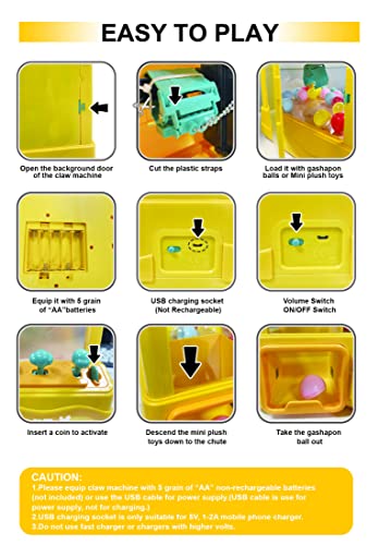 Large Claw Machine with Prizes, Adjustable Sound & Light, Mini Electronic Arcade Game Dispenser Toy Z60342