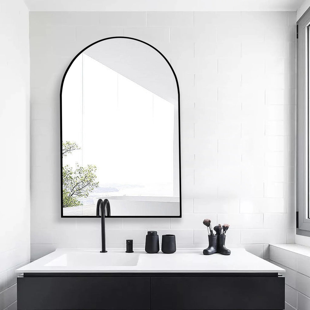 Wall Mounted Mirror, 20 x 30 Arch Gold J263