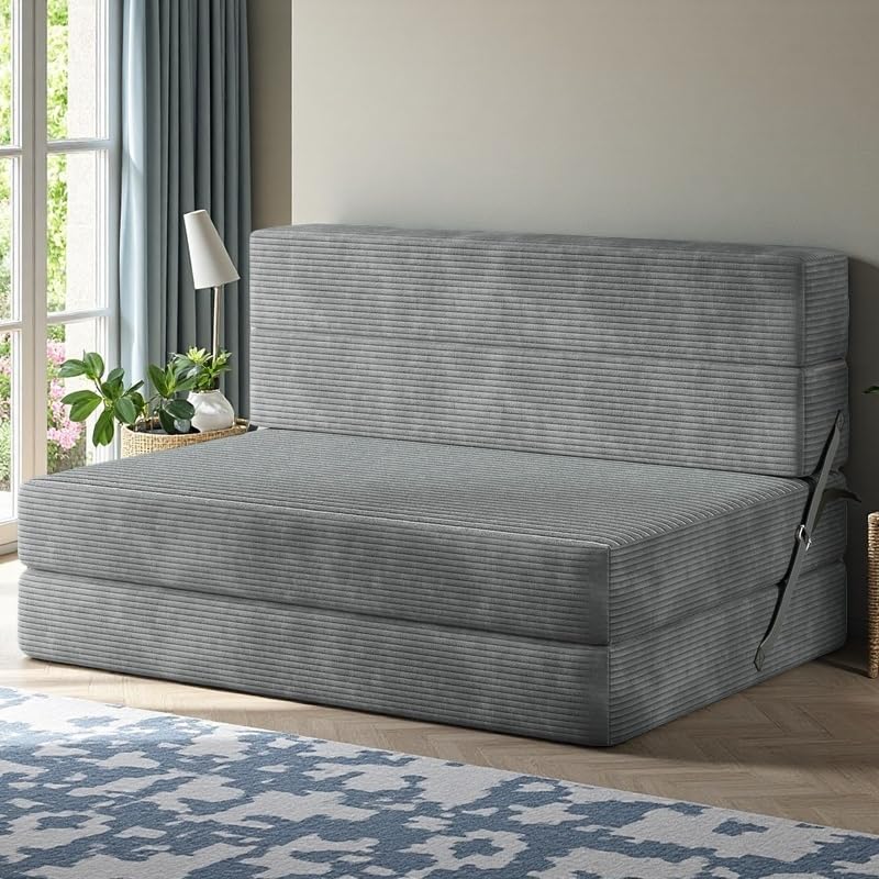 Grey Corduroy Convertible Sofa Bed C60055